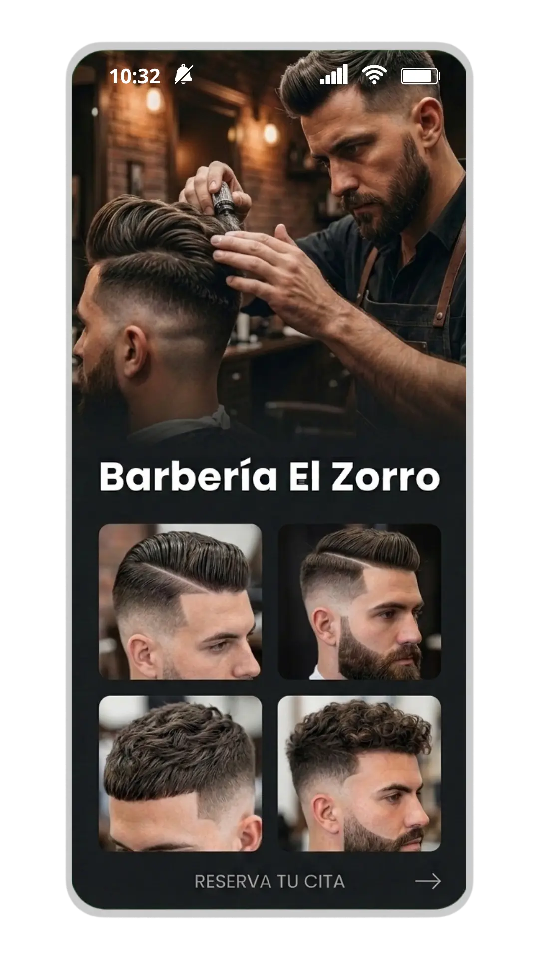 Diseño web para barbería en celular móvil